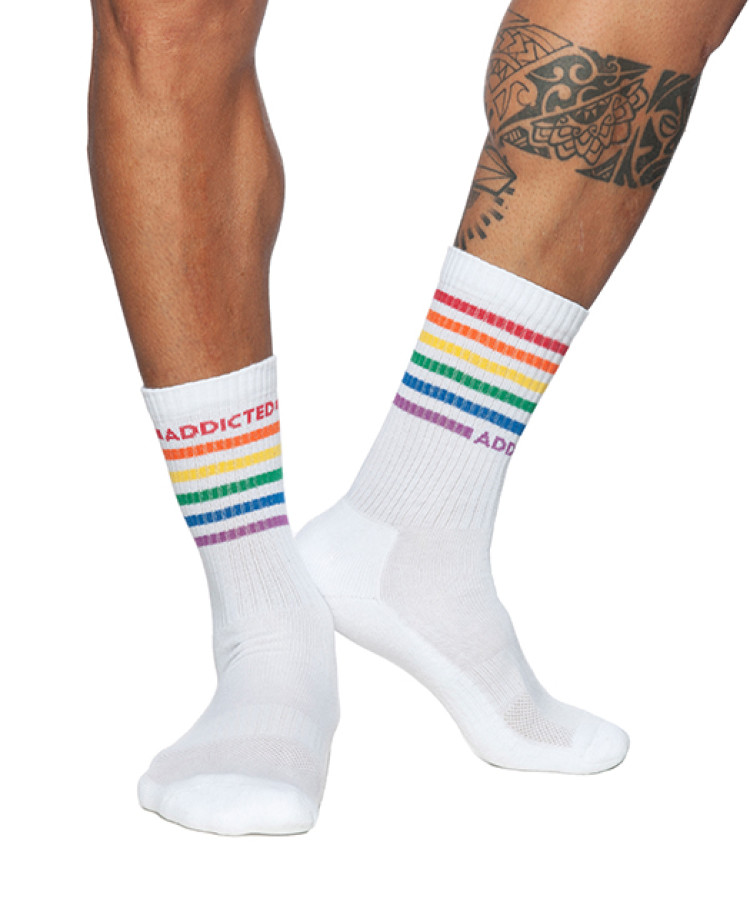 Chaussettes rainbow blanches