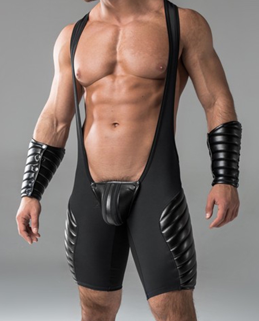 Maskulo Padded Wrestling Singlet Codpiece Black Black Maskulo